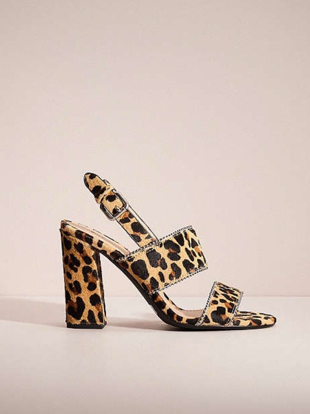 Coach Rylie Leopard Print Calf Hair Block Heel Sandals Size 9.5